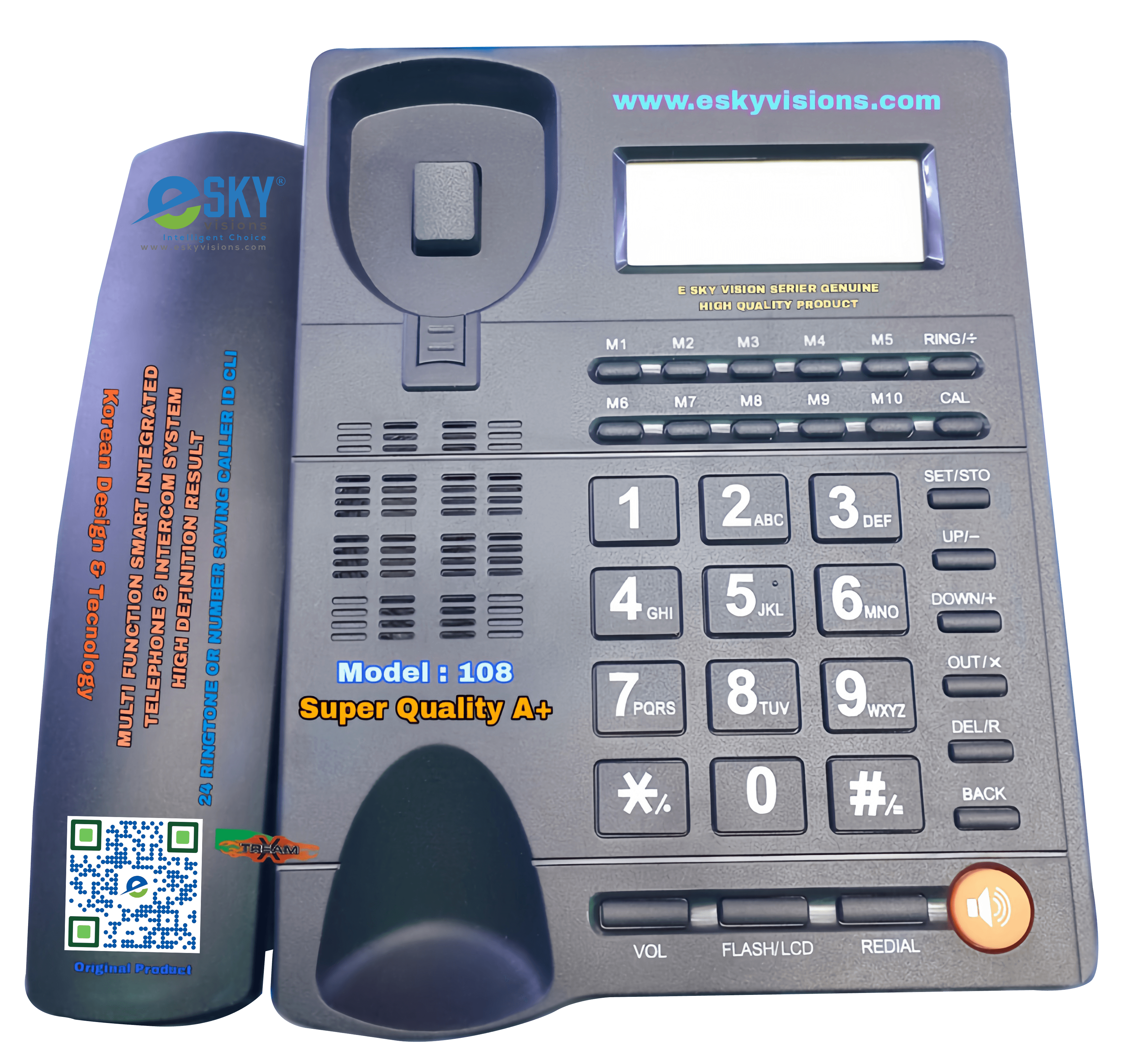 Desktop & Wall mount Telephone Set - Black